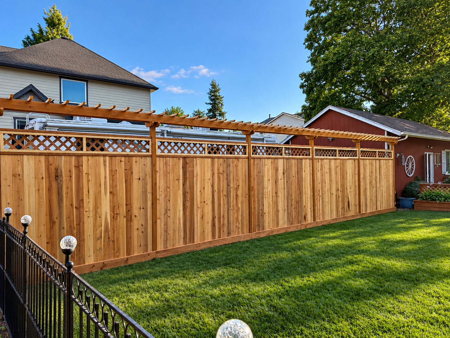 Custom pergola cap fence